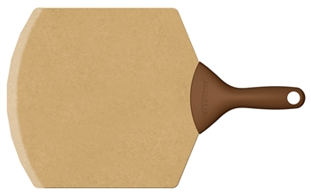epicurean 21" x 14" natural pizza peel with brown handle
