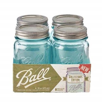 ball pack of 4 473ml wide mouth aqua vintage mason jars