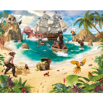 pirate and treasure adventure wall mural