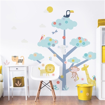 walltastic safari animals large character tree sticker