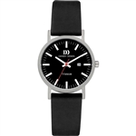 danish design rhine black black date small ladies watch