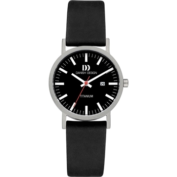 danish design rhine black black date small ladies watch