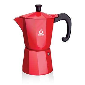 forever super colour red 6 cup espresso pot