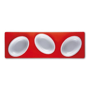mebel entity 17 set of 3 white bowls on red rectangular tray