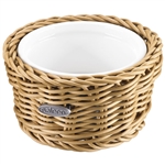 saleen beige 11cm round basket with porcelain bowl