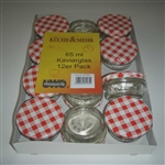 uwo wolf pack of 12 x 65ml preserving jars with red lids