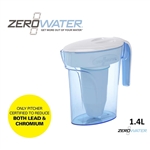 zerowater 6 cup ready pour pitcher blue and white