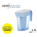 zerowater 7 cup ready pour pitcher blue and white