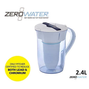 zerowater 10 cup round pitcher grey and blue