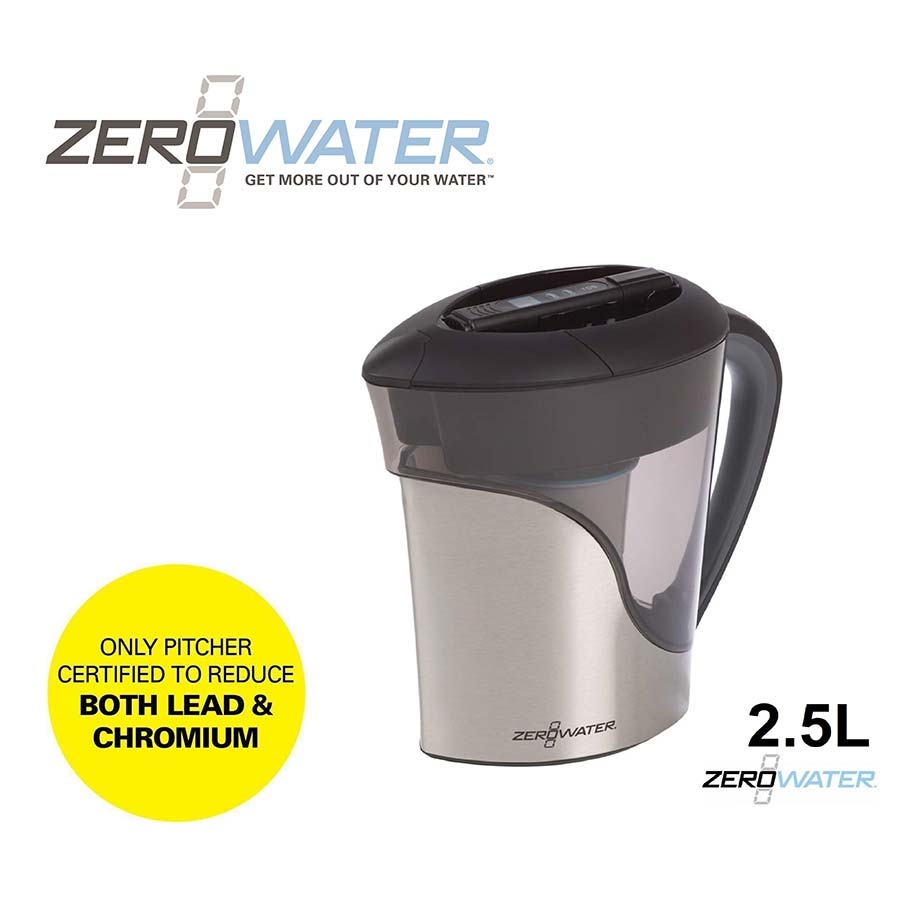 ZeroWater Stainless Steel 11-Cup Water Filter Jug (2.5L)