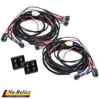 Black Illuminated Switches with with harness for Console Placement - 4 Window Kit #406