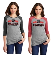 15 Sports Bulldogs Lace Ladies 3/4 Sleeve Raglan