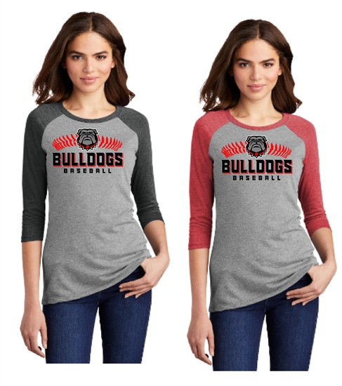15 Sports Bulldogs Lace Ladies 3/4 Sleeve Raglan