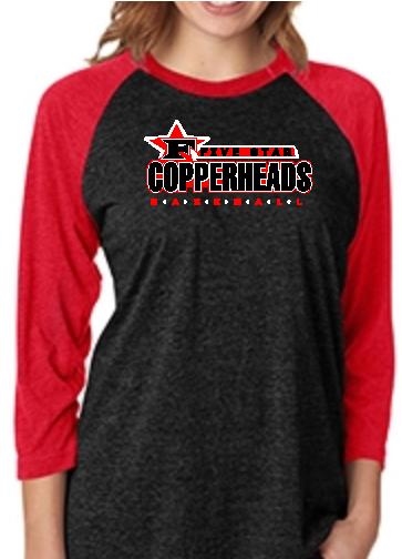 Copperheads Unisex 3/4 Sleeve Raglan