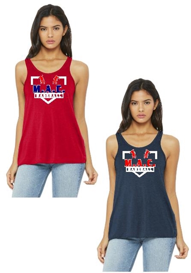 M.A.C. Baseball Ladies Plate Flowy Tank Top