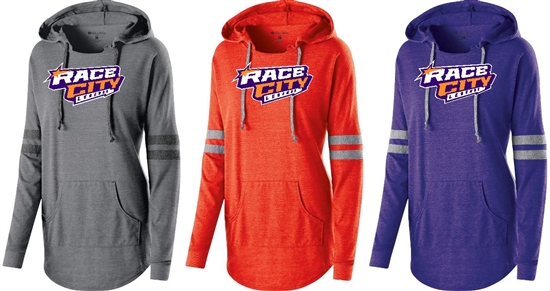 Race City Legends Ladies Hooded Low Key Pullover shooting
