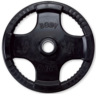 Body Solid ORT45 Rubber Grip Olympic Plate 45 Lbs Black Image