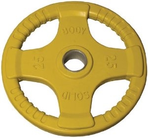 Body Solid ORTC25 Rubber Grip Olympic Plate 25 Lbs Yellow Image