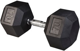Body Solid SDR70 Rubber Coated Hex Dumbbell 70 Lbs Image