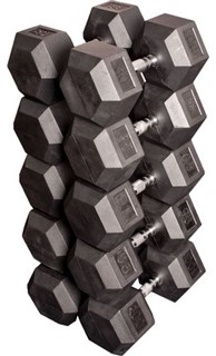 Body Solid SDRS900 Rubber Coated Hex Dumbbell Set 80 to 100 Lbs Image