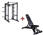 Body-Solid SPR1000BackP5 Extended Power Rack w/Adjustable Commercial Bench Image