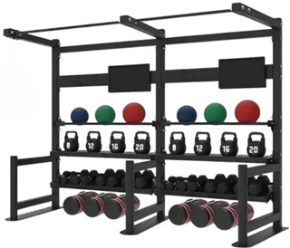 French Fitness 4 Tier Storage Squat Rack Pull Up - 2 Sections 107" Image