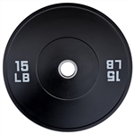 French Fitness Olympic Black Bumper Plate 15 lbs - Blank Image