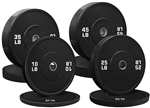 French Fitness Olympic Black Bumper Plate Set 230 lbs - Blank Image