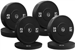 French Fitness Olympic Black Bumper Plate Set 320 lbs - Blank Image