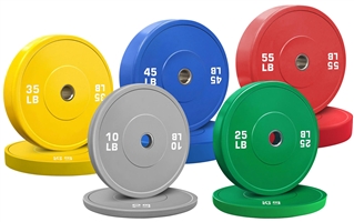 French Fitness Olympic Colored Bumper Plate Set 340 lbs - Blank Image