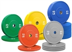 French Fitness Olympic Colored Bumper Plate Set 370 lbs - Blank Image