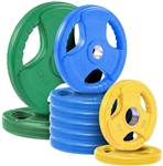 French Fitness Colored Rubber Grip Olympic Plate Set 120 lbs Image