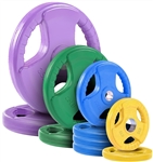 French Fitness Colored Rubber Grip Olympic Plate Set 170 lbs Image