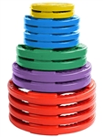 French Fitness Colored Rubber Grip Olympic Plate Set 350 lbs Image