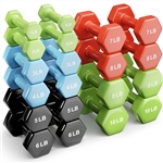 French Fitness Colorful Hex Vinyl Dumbbell Set of 1 to 10 lbs Image