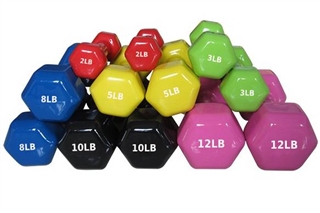 French Fitness Colorful Hex Vinyl 7 Pair Dumbbell Image