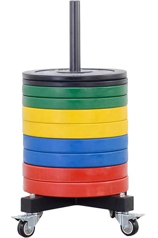 French Fitness Portable Bumper Plate Stacker Rack w/Wheels Image