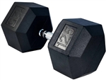 French Fitness Rubber Coated Hex Dumbbell 125 lbs - Single Image