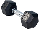 French Fitness Rubber Coated Hex Dumbbell 15 lbs - Single Image