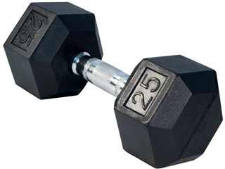 French Fitness Rubber Coated Hex Dumbbell 25 lbs - Single Image