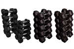 French Fitness Rubber Coated Hex Dumbbell Set 5-100 lbs Image