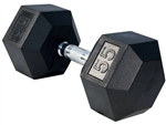 French Fitness Rubber Coated Hex Dumbbell 55 lbs - Single Image