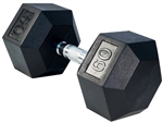 French Fitness Rubber Coated Hex Dumbbell 60 lbs - Single Image