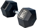 French Fitness Rubber Coated Hex Dumbbell 80 lbs - Single Image