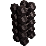 French Fitness Rubber Coated Hex Dumbbell Set 80-100 lbs Image
