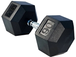 French Fitness Rubber Coated Hex Dumbbell 90 lbs - Single Image