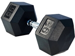 French Fitness Rubber Coated Hex Dumbbell 95 lbs - Single Image