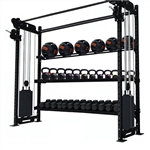 French Fitness Rig & Rack Functional Trainer w/3 Tier Storage 78" Image