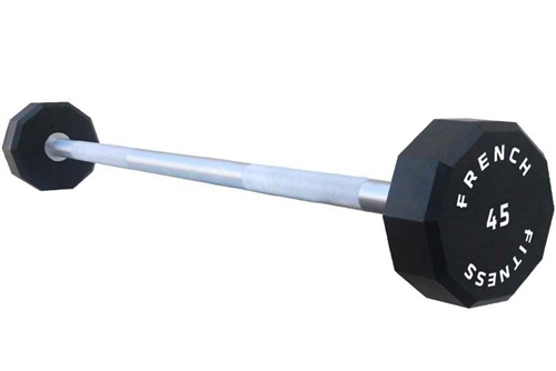 French Fitness Straight Urethane Barbell 45 lbs Single Fitness