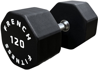 French Fitness Urethane 8 Sided Hex Dumbbell 120 lbs - Single Image